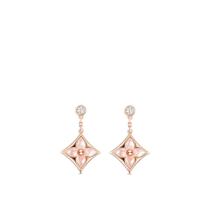 ??Loco?¡¥DOUBLE STAR PINK GOLD MOP DROP EARRINGS