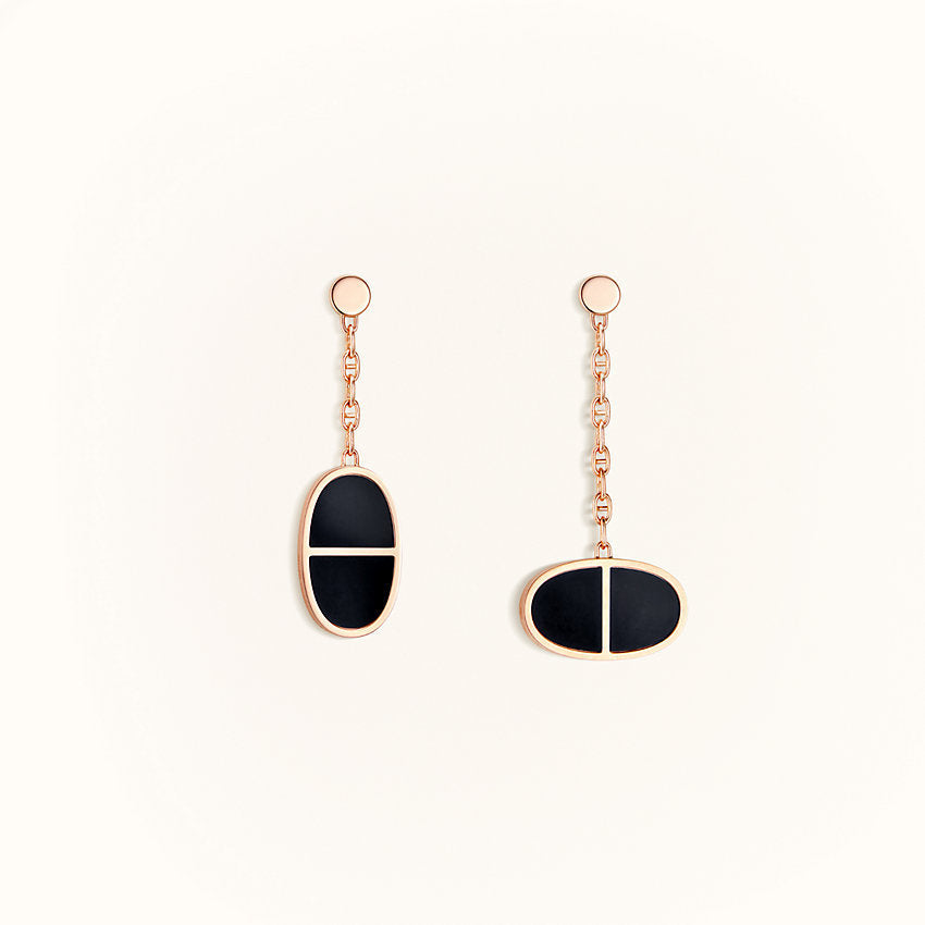 ??Loco?¡¥CHAINE VERSO BLACK CERAMIC EARRINGS