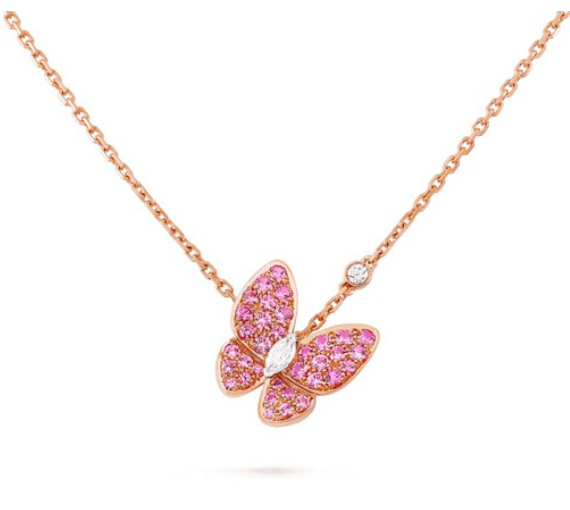 ??Loco?¡¥BUTTERFLY RED DIAMOND ROSE GOLD NECKLACE