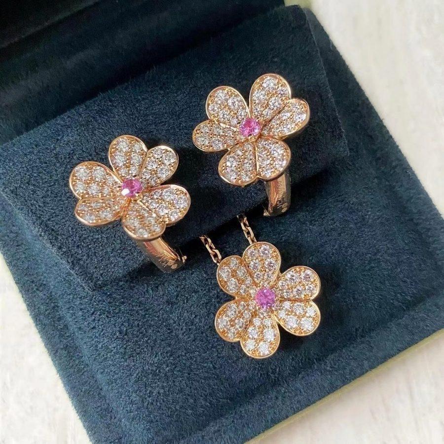 ??Loco?¡¥FRIVOLE PINK GOLD FLOWER DIAMOND EARRINGS