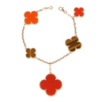 ??Loco?¡¥CLOVER BRACELET 5 MOTIFS CARNELIAN TIGER EYE
