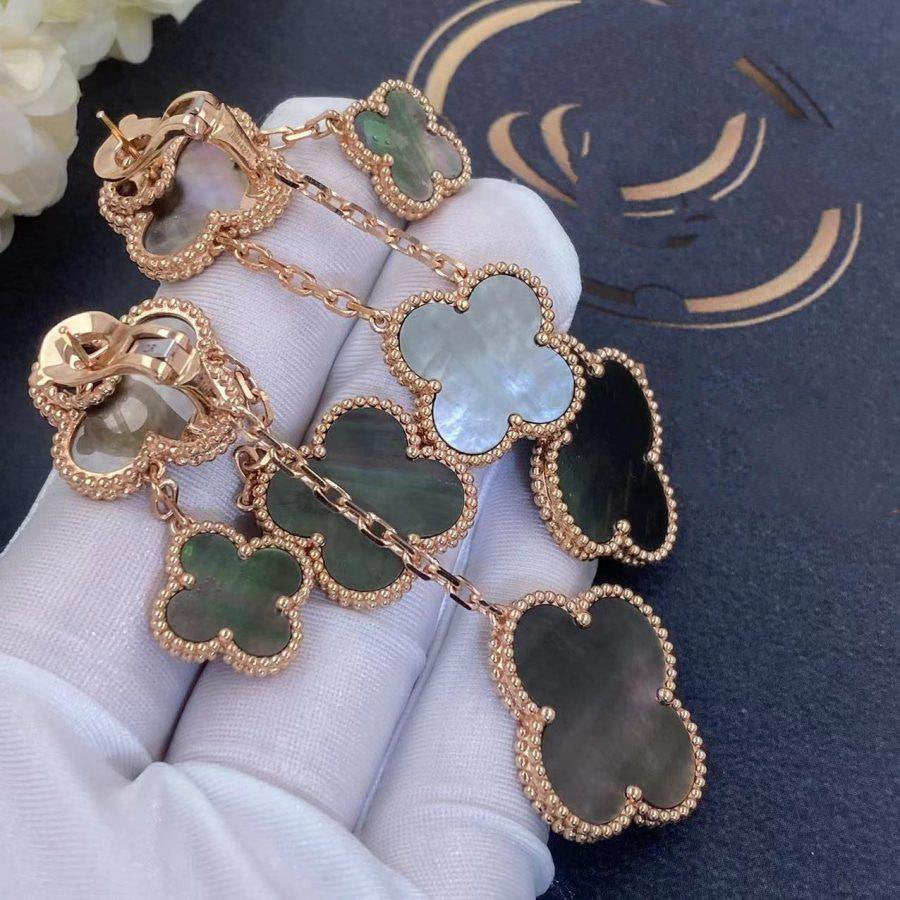 ??Loco?¡¥CLOVER EARRINGS DARK MOP 4 MOTIFS ROSE GOLD