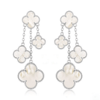 ??Loco?¡¥CLOVER EARRINGS WHITE MOP 4 MOTIFS SILVER