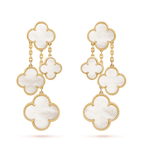 ??Loco?¡¥CLOVER EARRINGS WHITE MOP 4 MOTIFS GOLD
