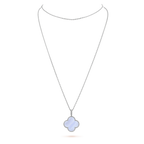 ??Loco?¡¥CLOVER SILVER CHALCEDONY BIG CLOVER NECKLACE