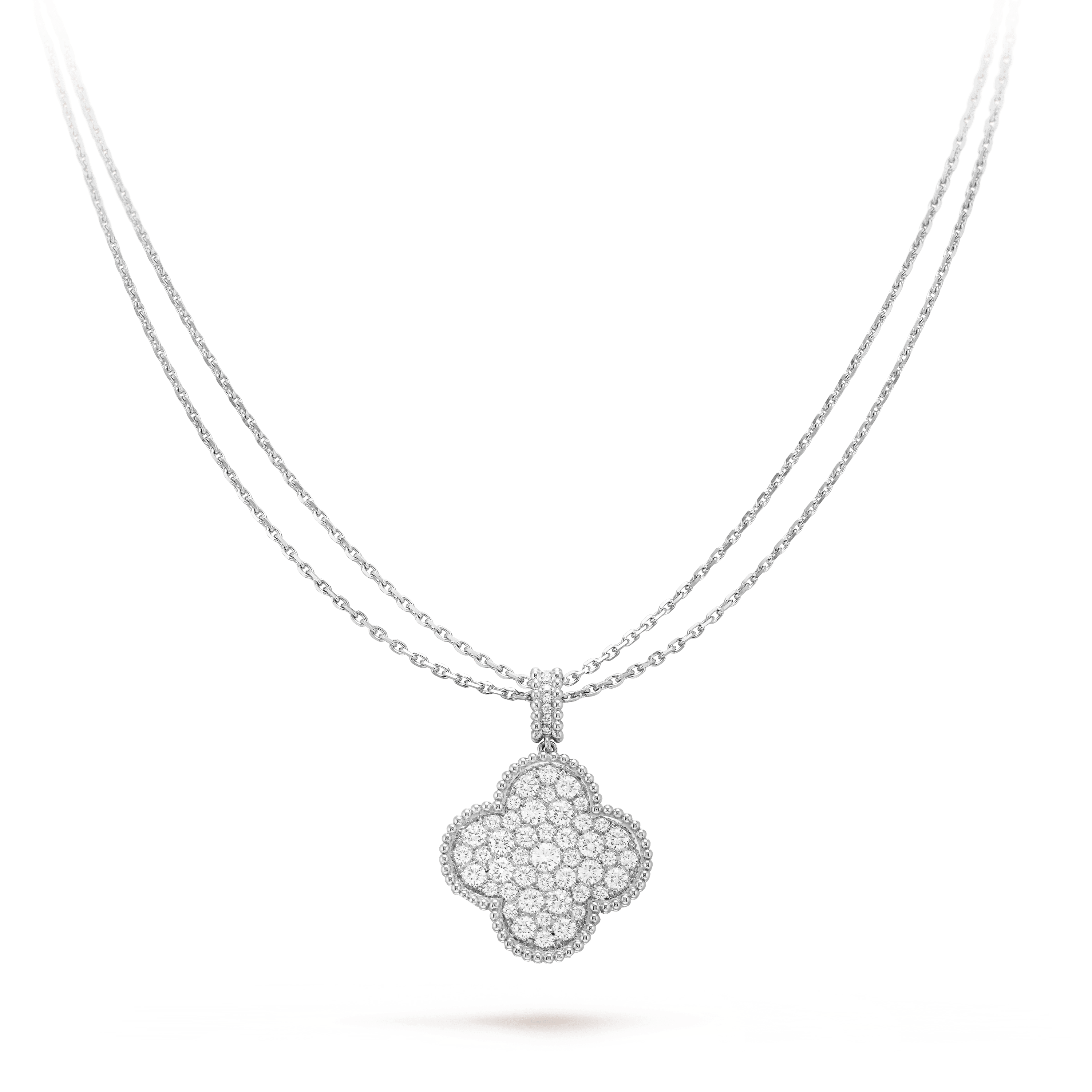 ??Loco?¡¥CLOVER 25MM SILVER FULL DIAMOND BIG CLOVER NECKLACE