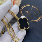 ??Loco?¡¥CLOVER 25MM GOLD ONYX BIG CLOVER NECKLACE