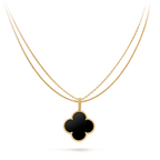 ??Loco?¡¥CLOVER 25MM GOLD ONYX BIG CLOVER NECKLACE