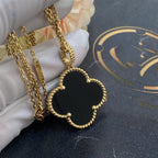 ??Loco?¡¥CLOVER 25MM GOLD ONYX BIG CLOVER NECKLACE