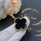 ??Loco?¡¥CLOVER 25MM GOLD ONYX BIG CLOVER NECKLACE