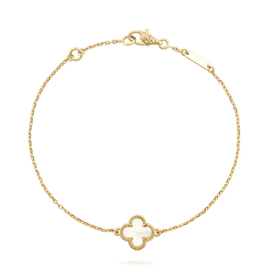 ??Loco?¡¥CLOVER WHITE MOP SINGLE FLOWER BRACELET