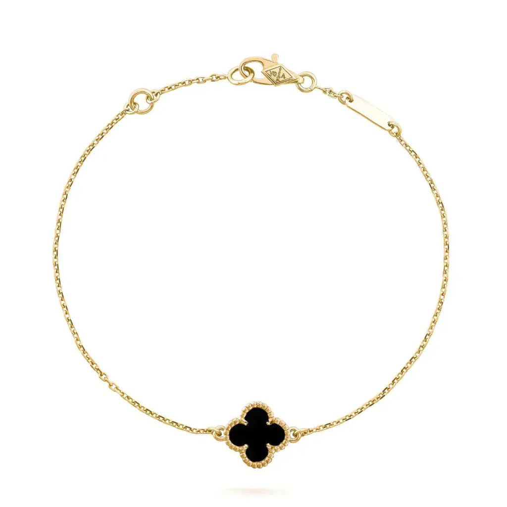 ??Loco?¡¥CLOVER ONYX SINGLE FLOWER BRACELET