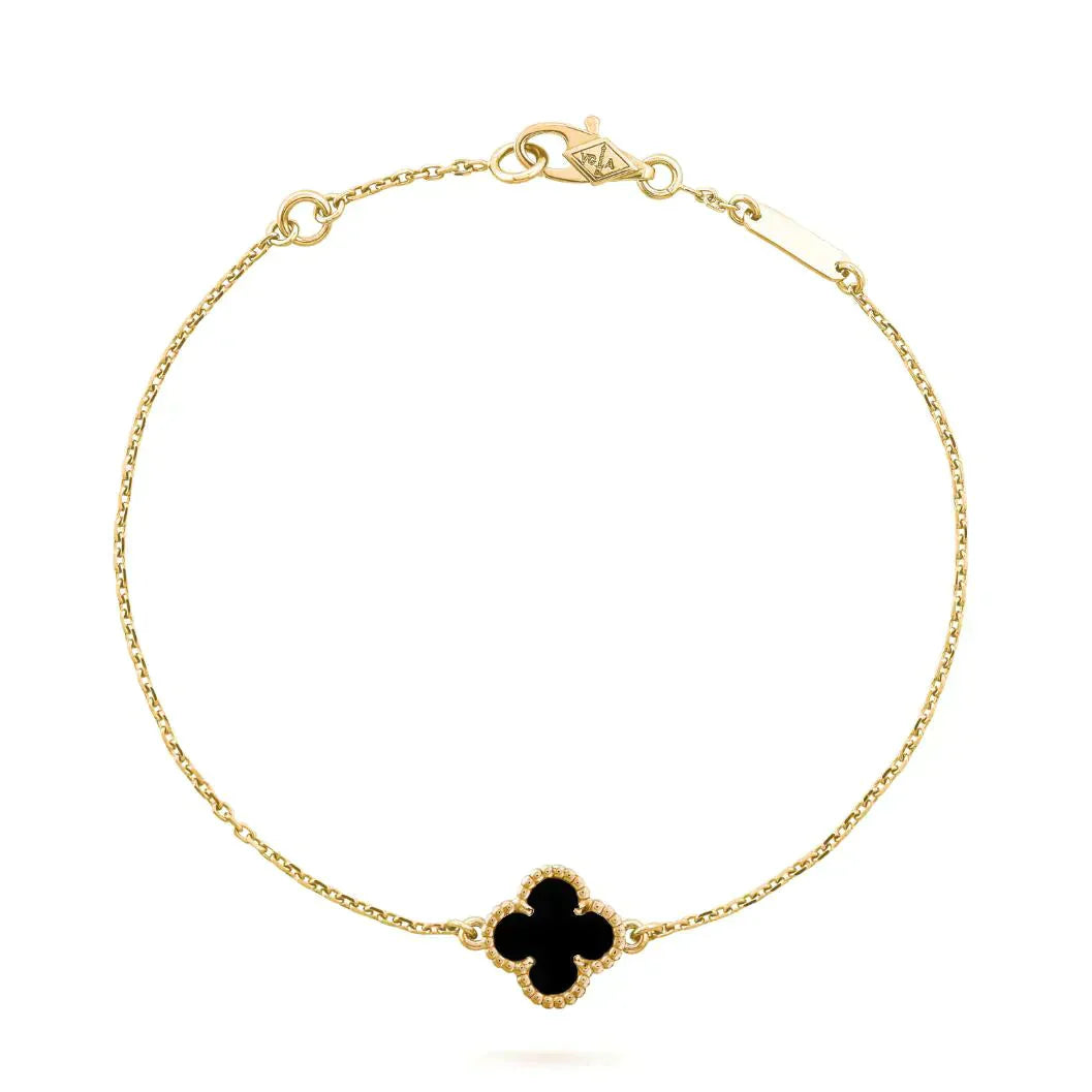 ??Loco?¡¥CLOVER ONYX SINGLE FLOWER BRACELET