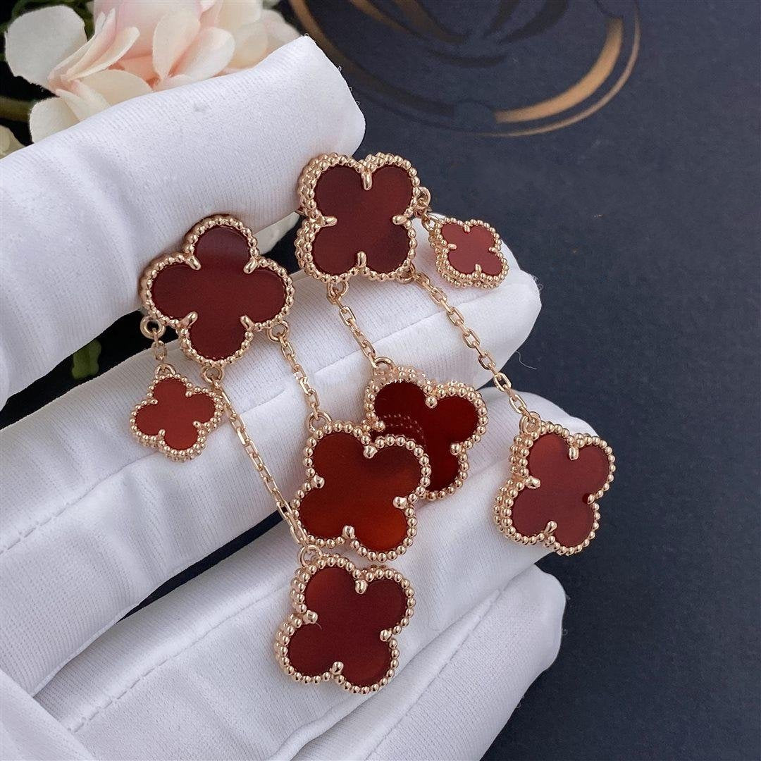 ??Loco?¡¥CLOVER EARRINGS CARNELIAN 4 MOTIFS PINK GOLD