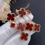 ??Loco?¡¥CLOVER EARRINGS CARNELIAN 4 MOTIFS PINK GOLD