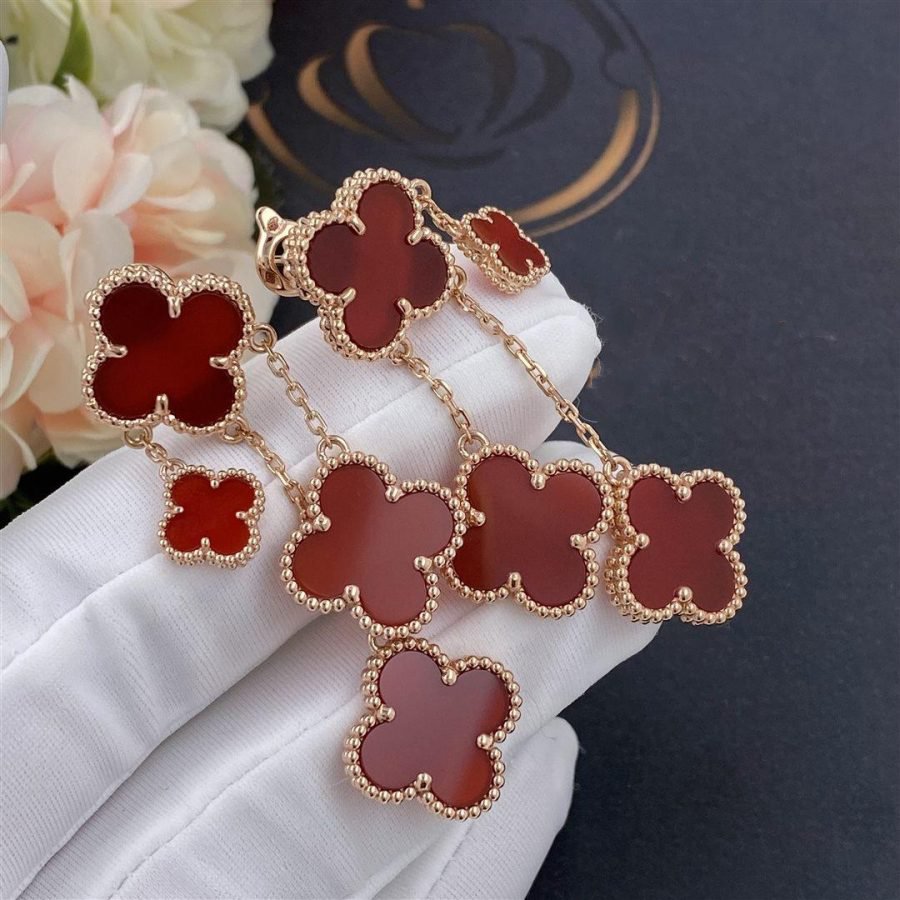 ??Loco?¡¥CLOVER EARRINGS CARNELIAN 4 MOTIFS PINK GOLD