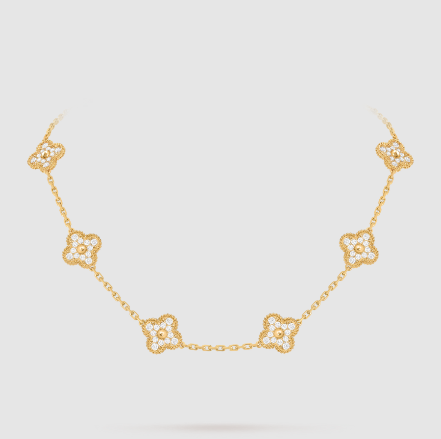 [??Loco?¡¥]CLOVER 10 MOTIFS FULL DIAMOND NECKLACE