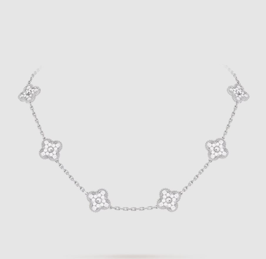 [??Loco?¡¥]CLOVER 10 MOTIFS FULL DIAMOND NECKLACE