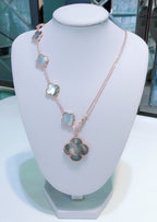 ??Loco?¡¥COMBINED BRACELET 5 MOTIFS AND NECKLACE DARK MOP ROSE GOLD