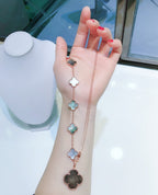 ??Loco?¡¥COMBINED BRACELET 5 MOTIFS AND NECKLACE DARK MOP ROSE GOLD