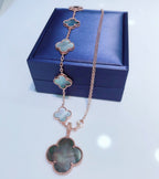 ??Loco?¡¥COMBINED BRACELET 5 MOTIFS AND NECKLACE DARK MOP ROSE GOLD
