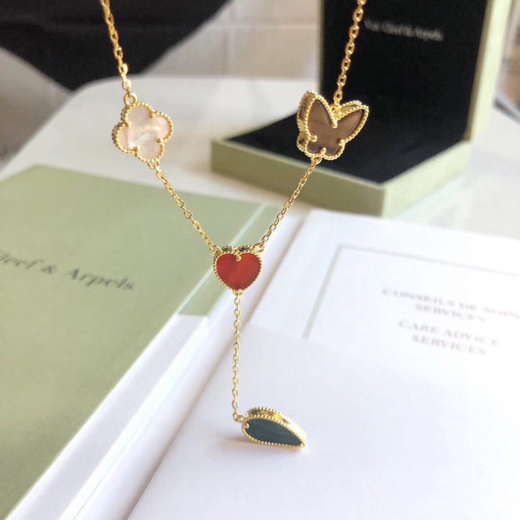 ??Loco?¡¥LUCKY SPRING 4 MOTIFS ROSE GOLD NECKLACE
