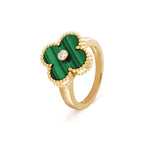 ??Loco?¡¥CLOVER MALACHITE RING GOLD DIAMOND