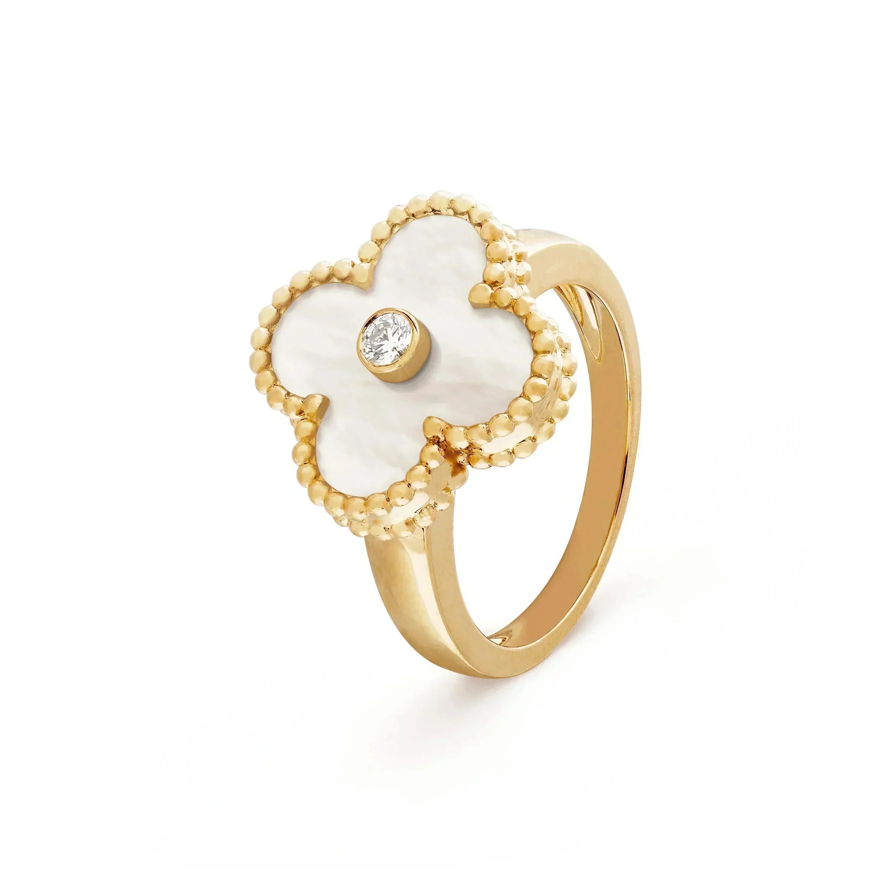 ??Loco?¡¥CLOVER PINK MOP RING GOLD DIAMOND